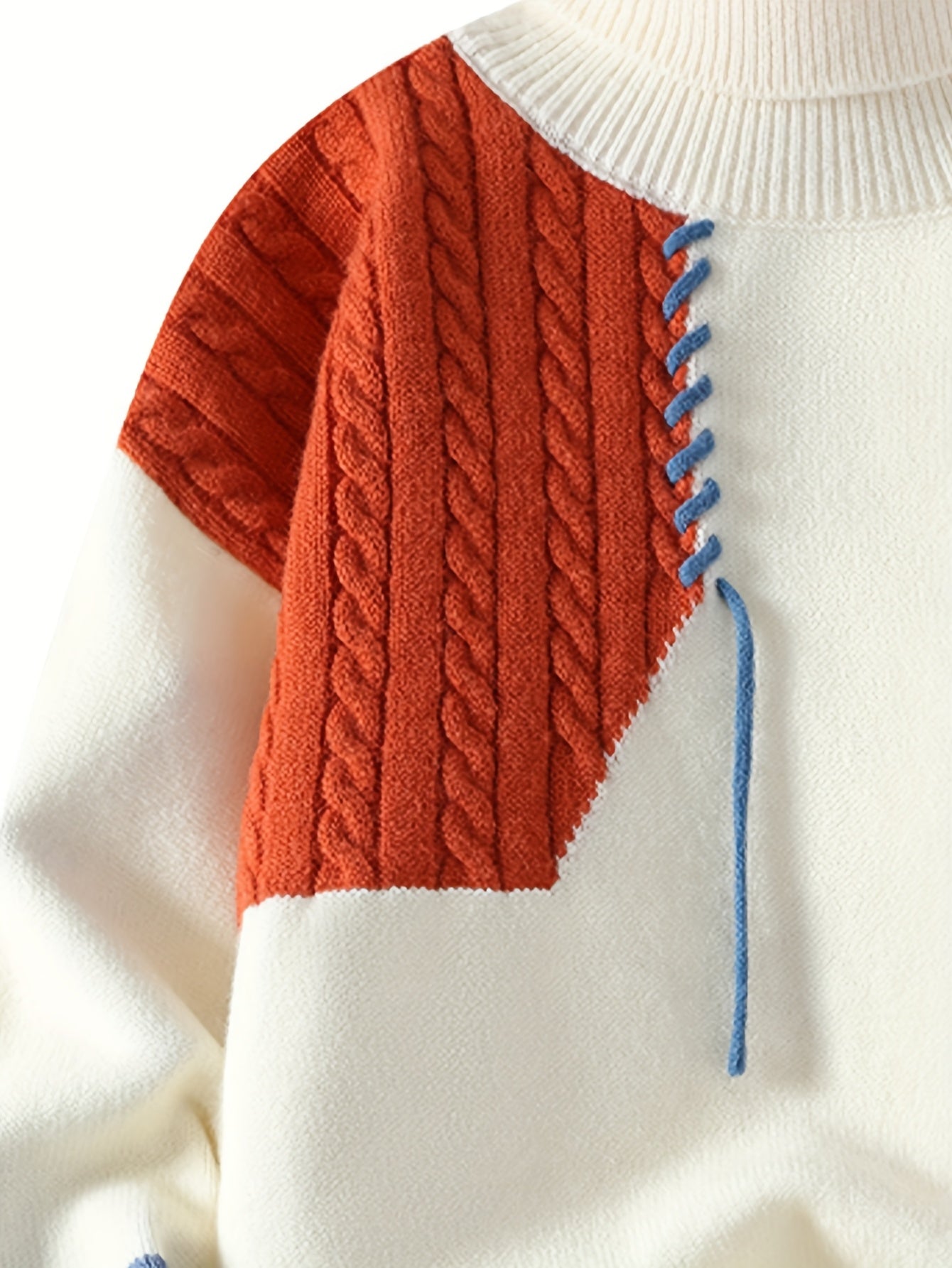 SENMEIGUO Mens Slim Fit Geometric Knit Pullover High Neck