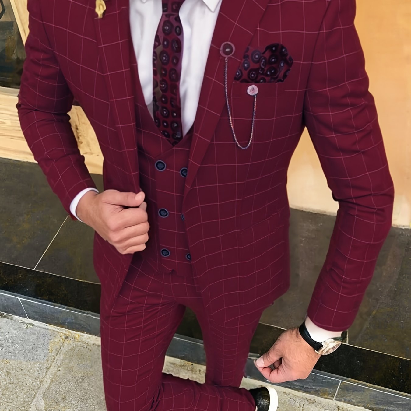 Mens Stylish 3Piece Suits For Formal Wedding Bestman Prom