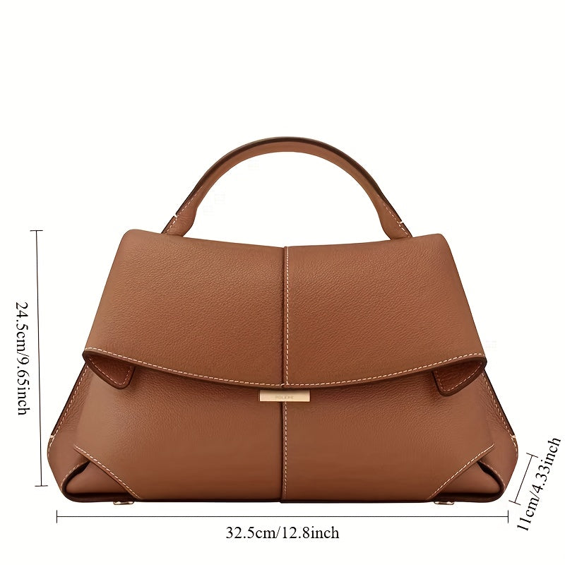 French Smile Genuine Leather Retro Shoulder Handbag Convertible