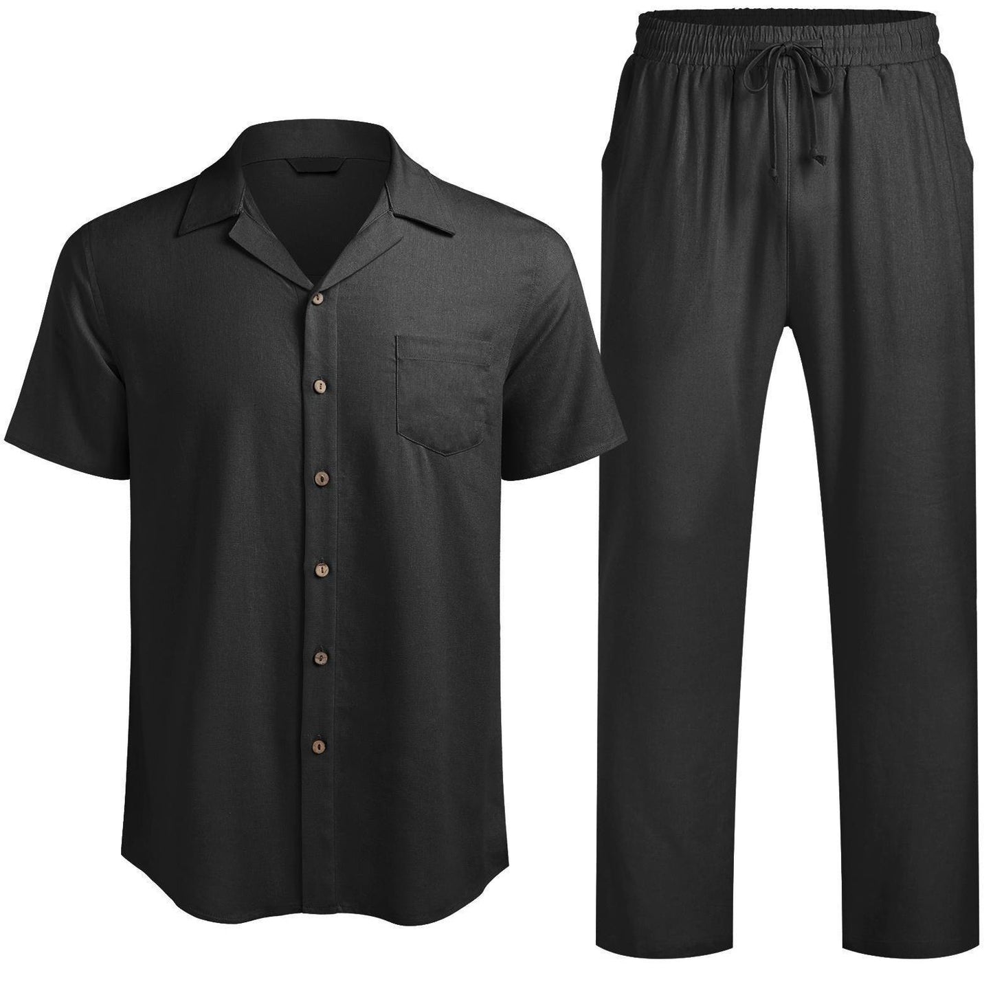ELESOL Mens Linen Suit Two Piece Executive Set For Business