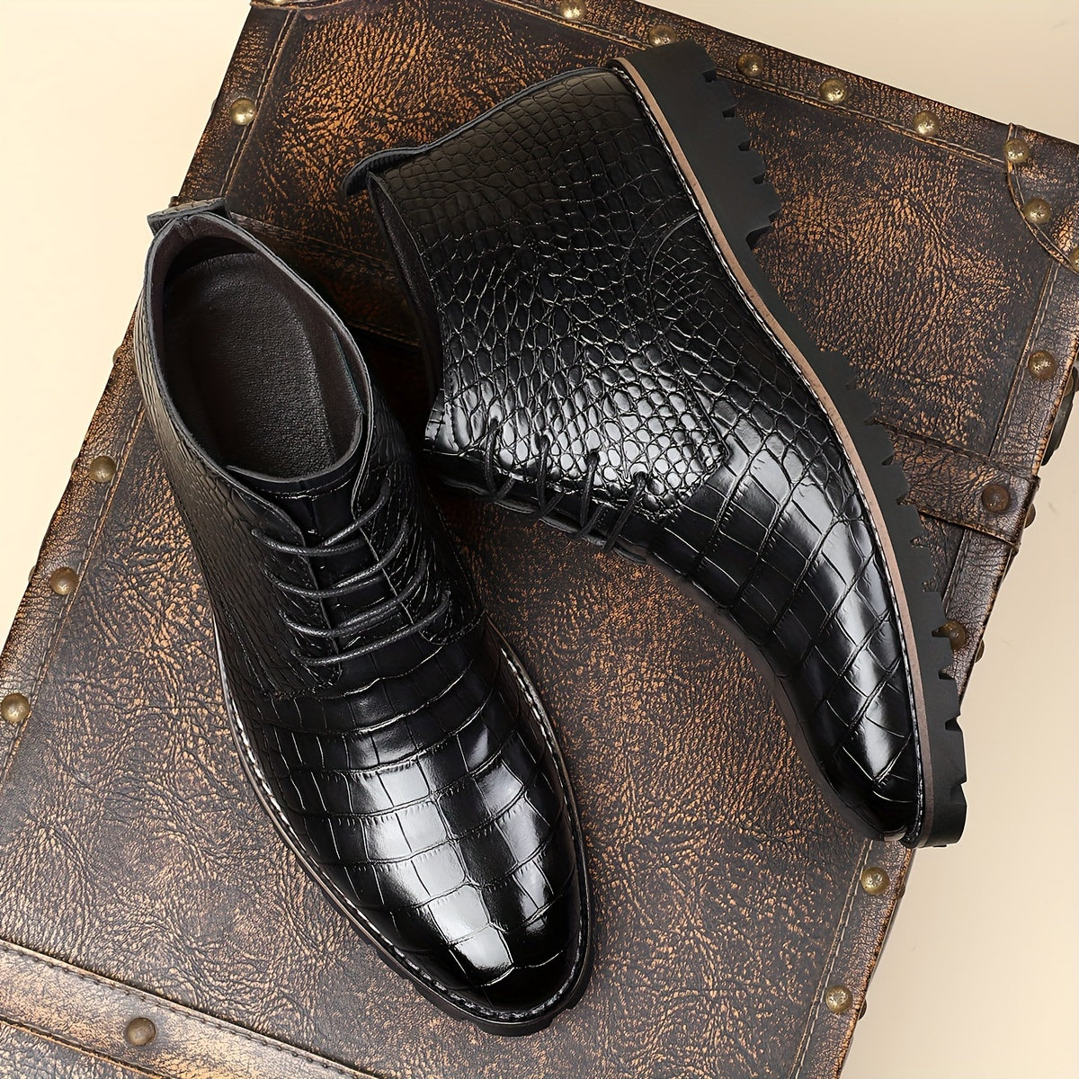 Men's Casual Loafers PU Upper Rubber Sole Lace Closure