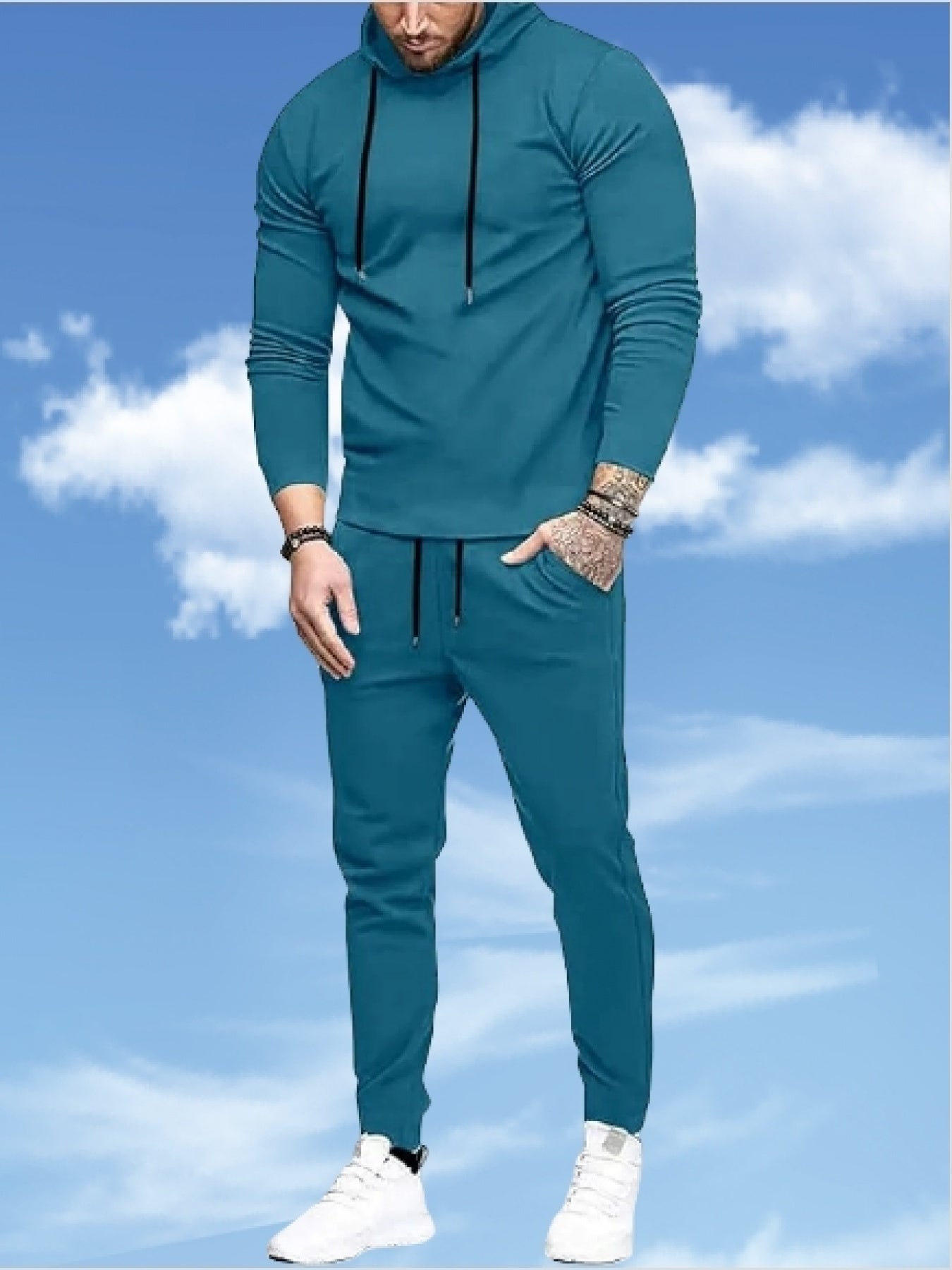 Men's Two Piece Sweatsuit Set Hooded Jogger Tracksuit