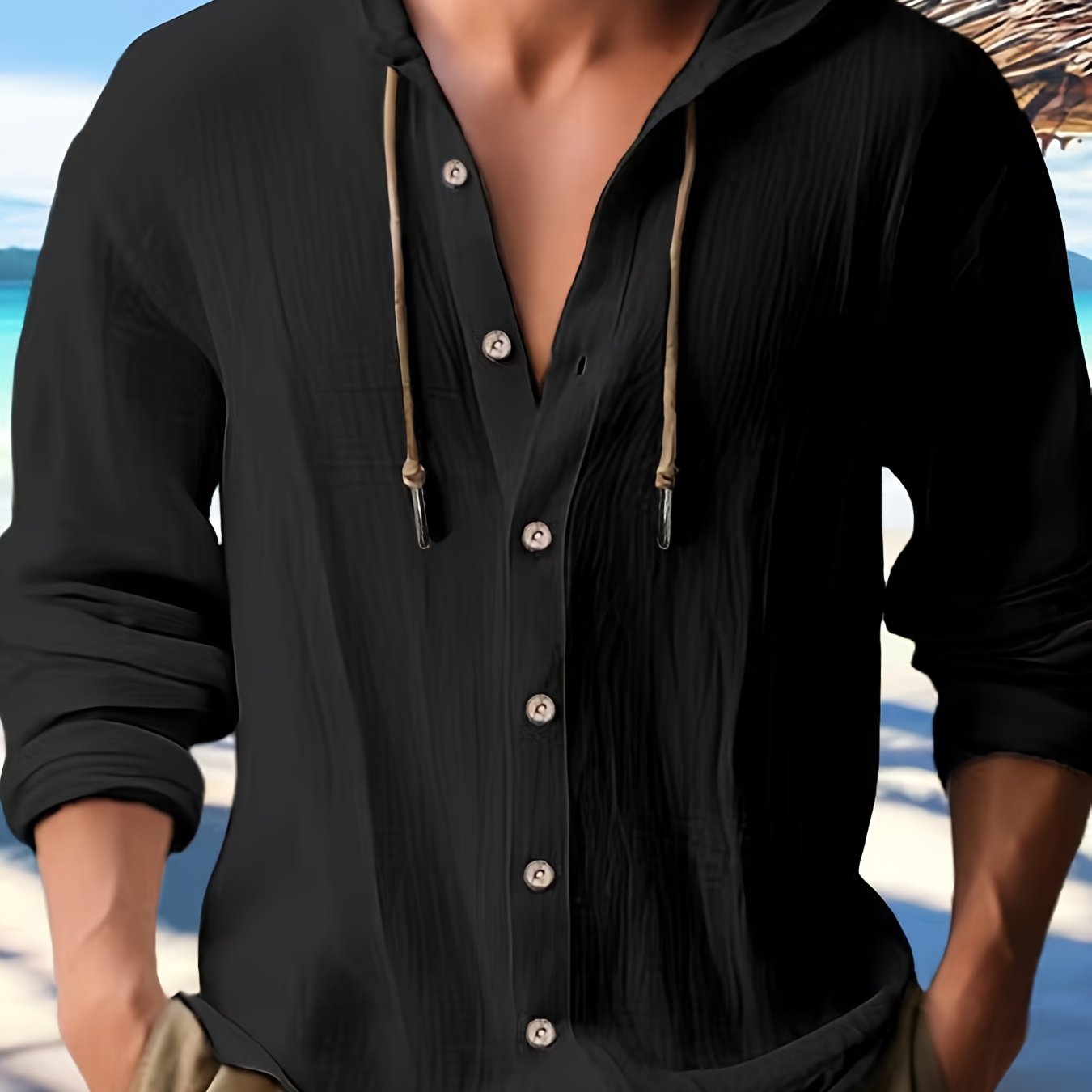 SCACTO Hooded Mens Sports Casual Shirt For Weekend Wear