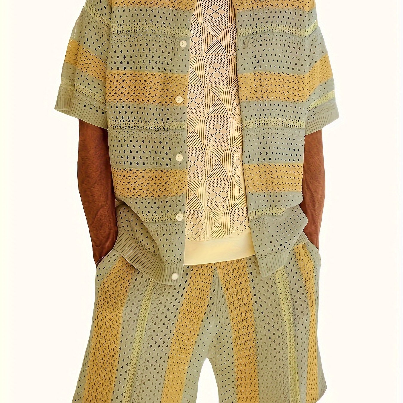 Mens Loose Gulda Suits With Stand Collar Pocket Detail