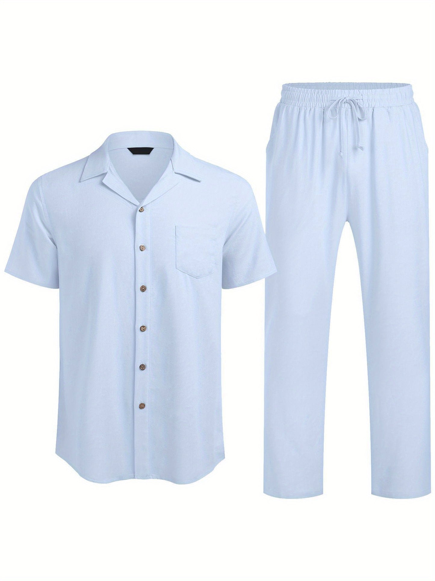 ELESOL Mens Linen Suit Two Piece Executive Set For Business