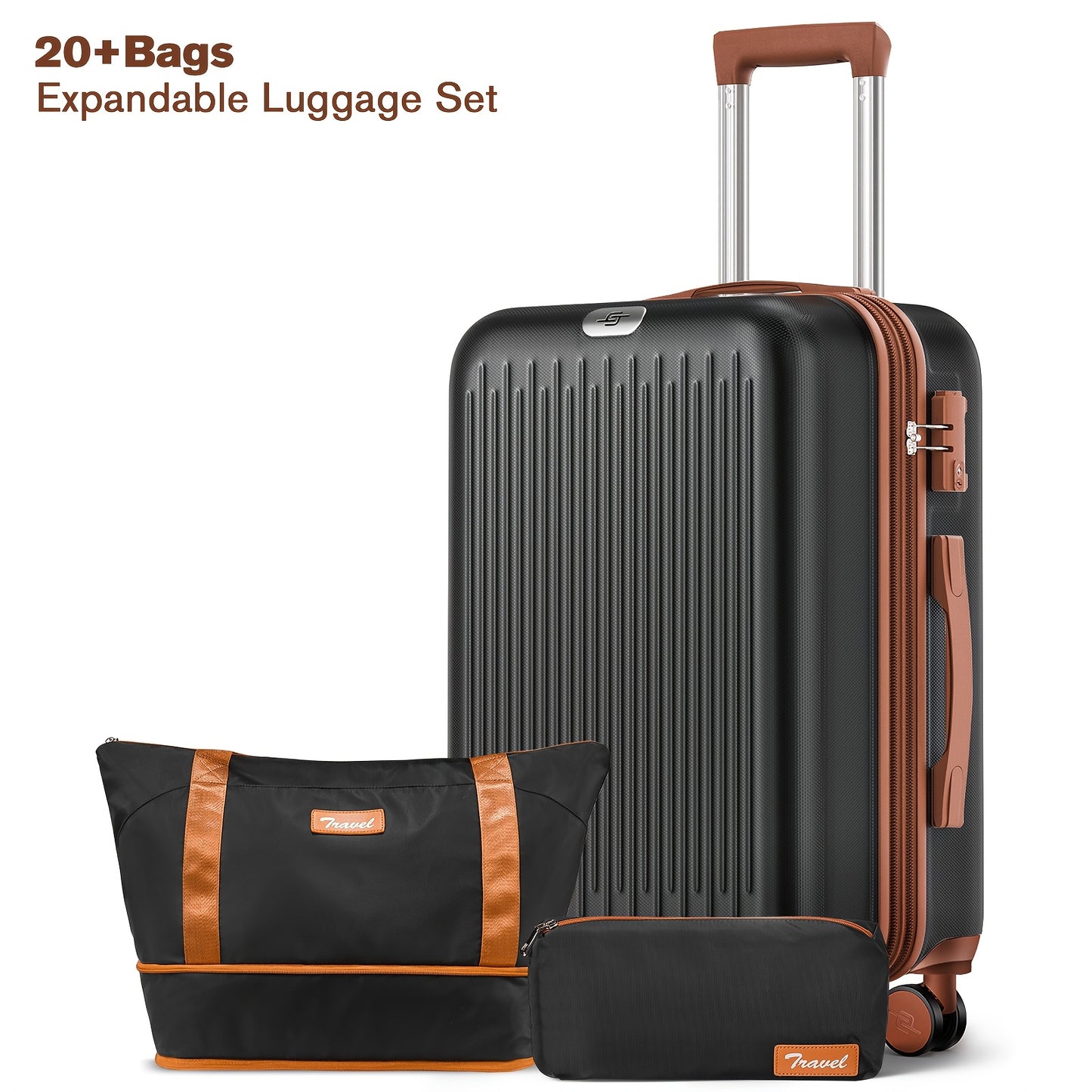 Sturdy Luggage Set With Expandable Duffle And Cosmetic Case