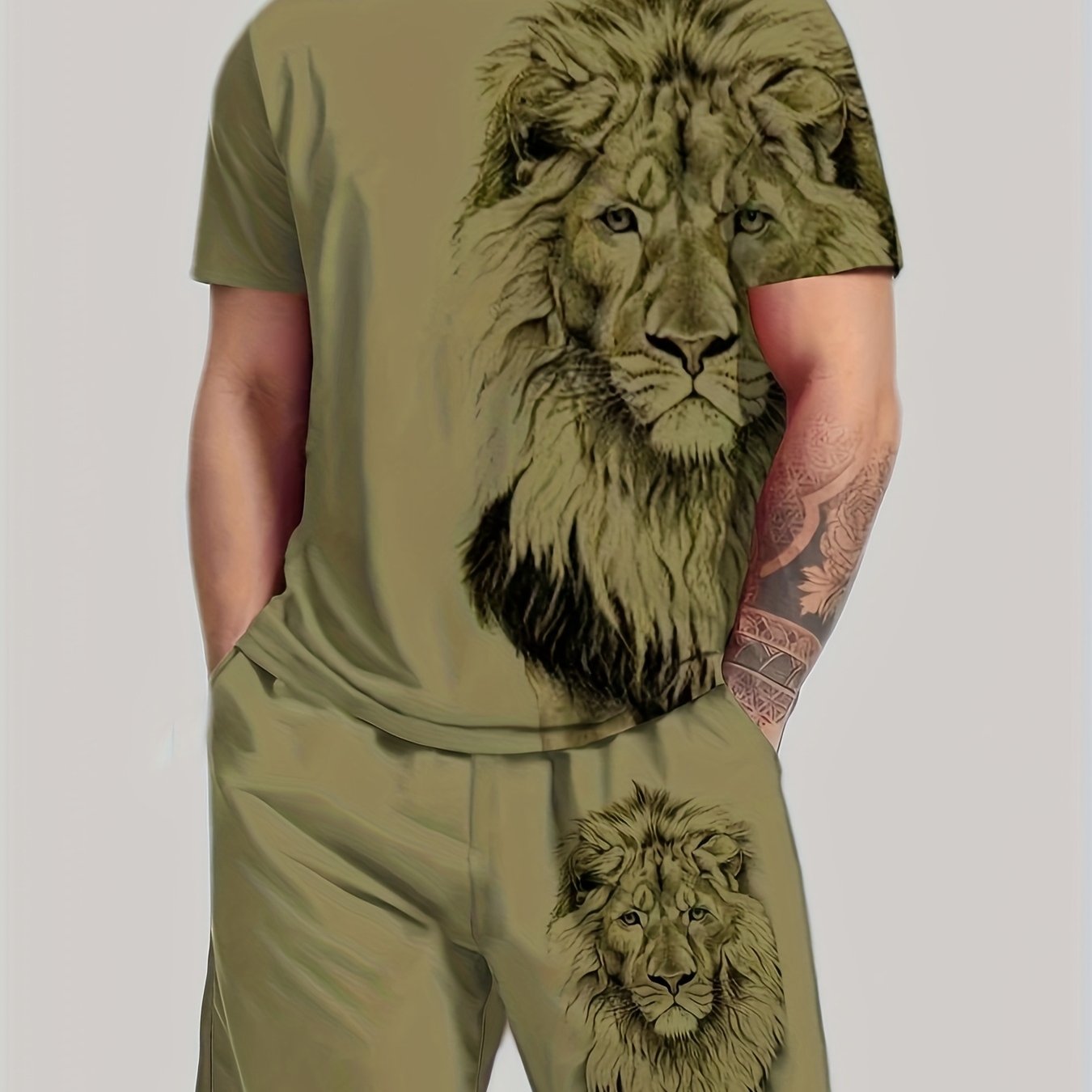 Mens Comfortable Two Piece Suit Shorts Short Sleeve T Shirt