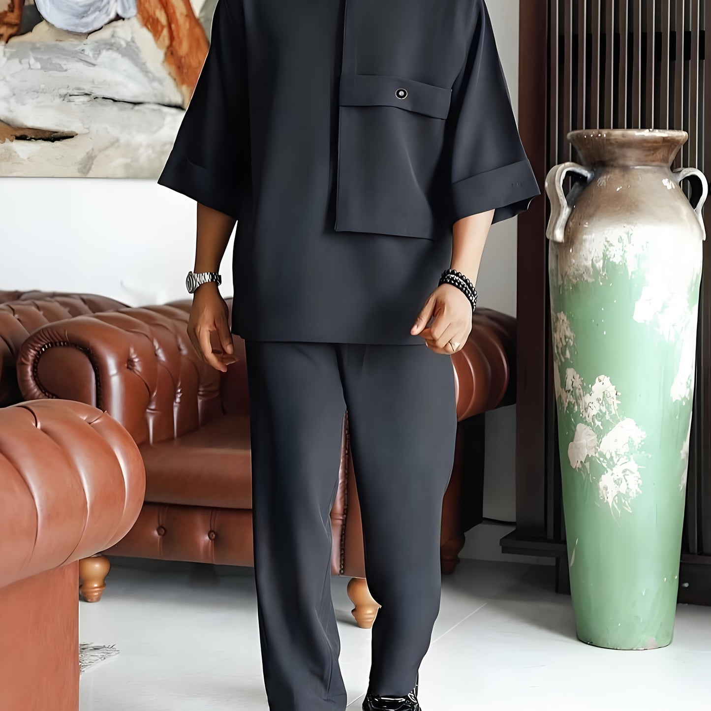 African Dashiki Men 2 Piece Set Casual Sportswear Everyday