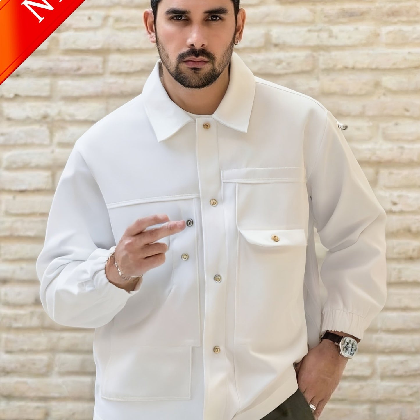 Nosize Men Heavyweight Denim Jacket Lapel Button Front