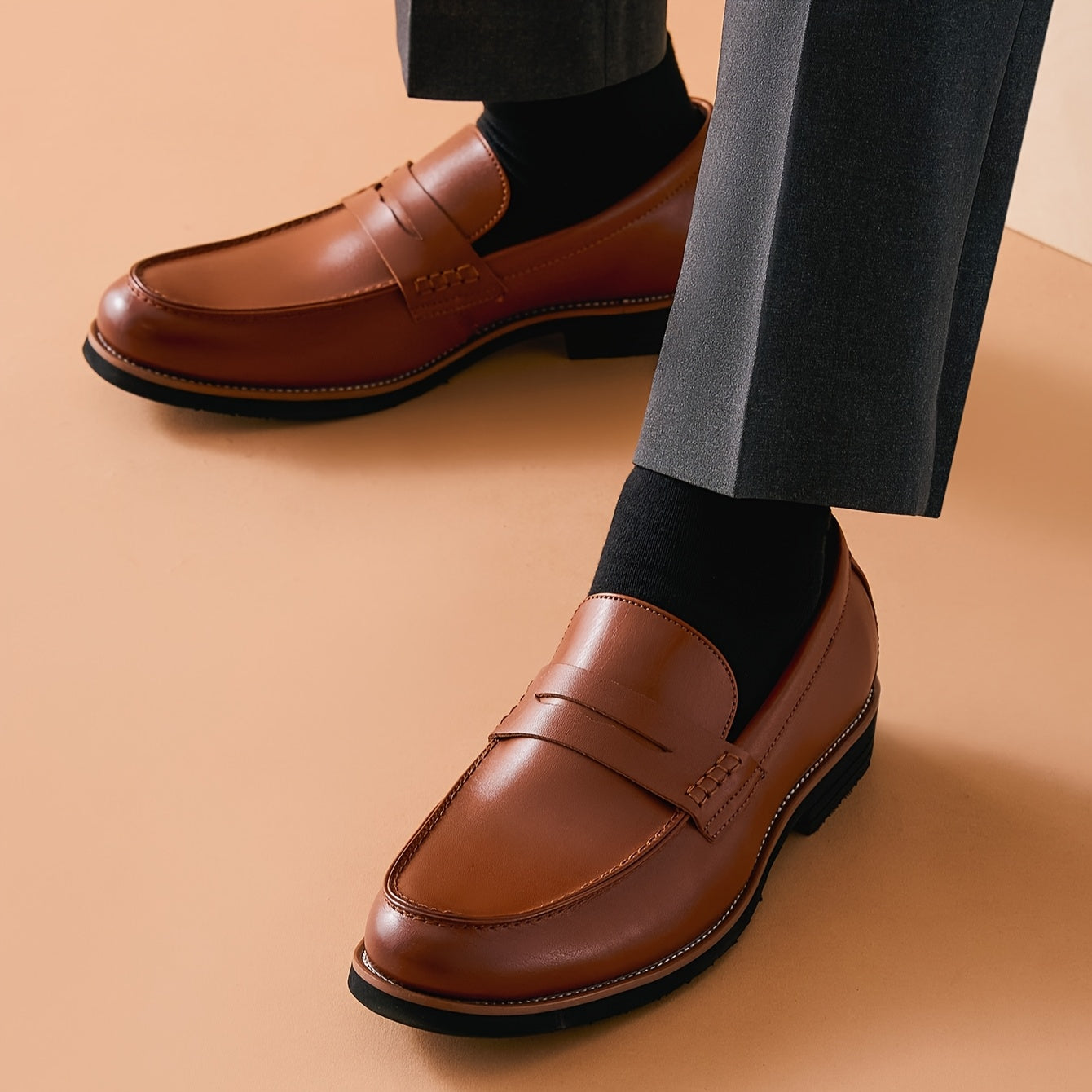 Bruno Marc Mens Slip On Penny Loafers Memory Foam Insole