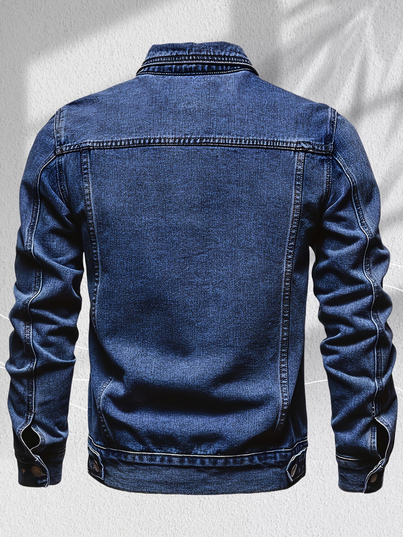 Mens Casual Denim Jacket With Lapel And Multiple Pockets
