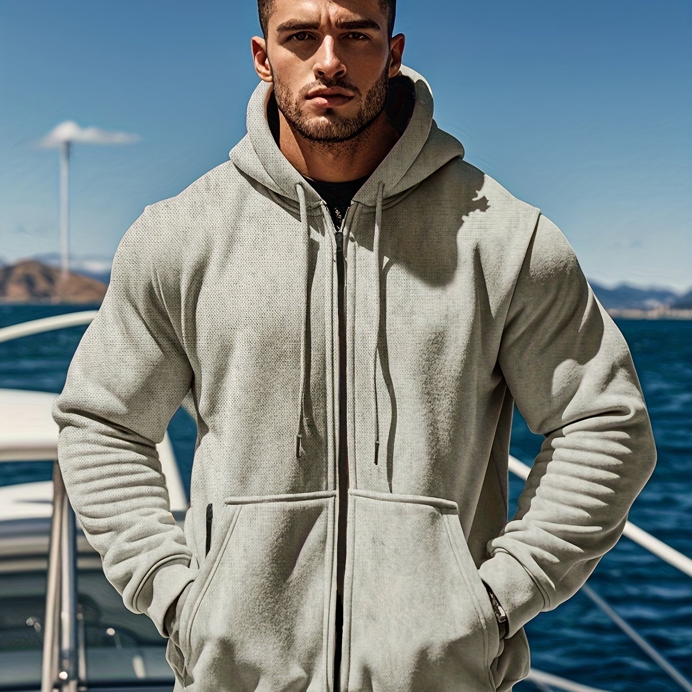 Mens Zipper Hoodie Casual Sports Jacket For Spring Autumn