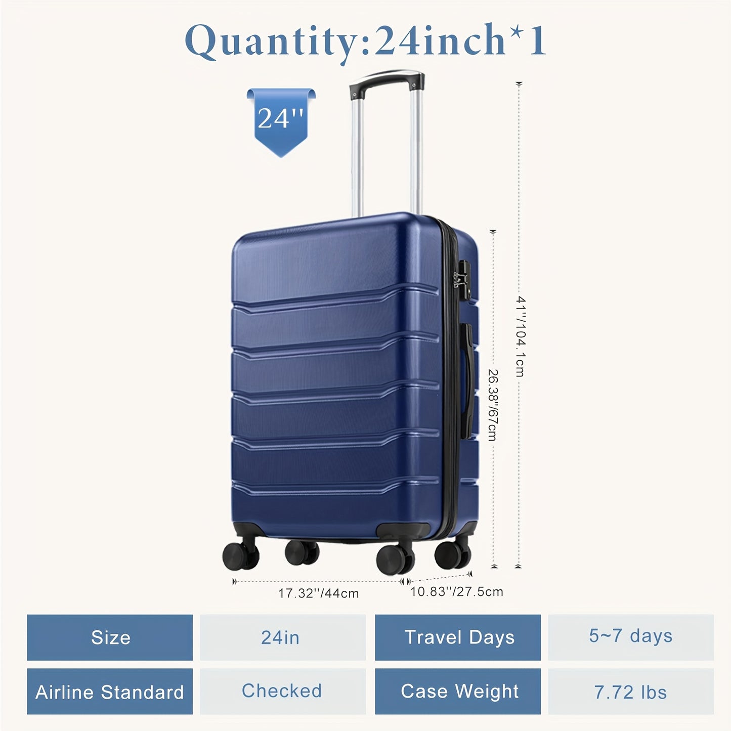 Sweetcrispy Expandable ABS Spinner Luggage With TSA Lock