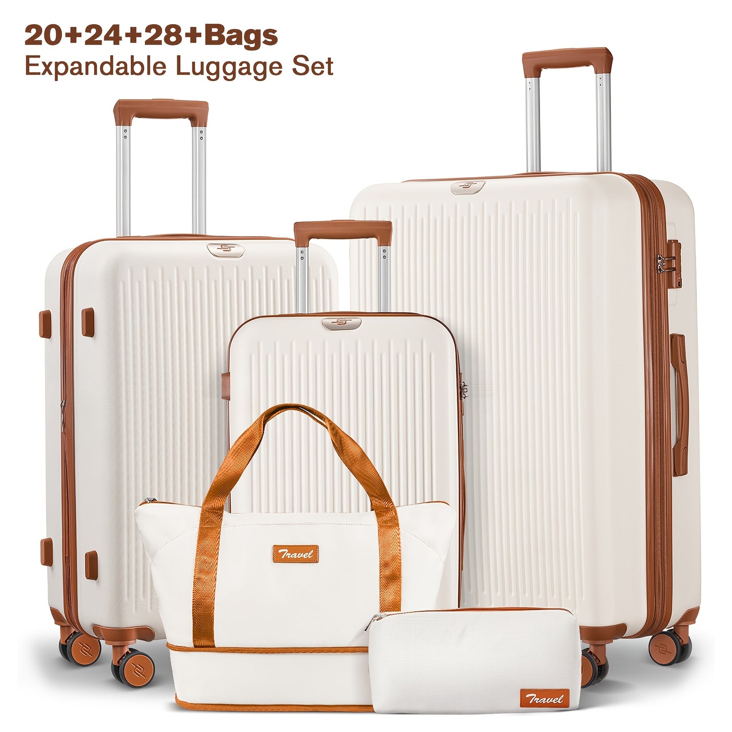 Sturdy Luggage Set With Expandable Duffle And Cosmetic Case