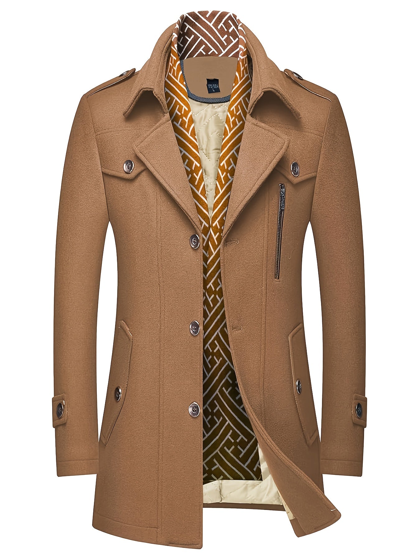 MSOPCCA Mens Velvet Blend Coat Trench With Detachable Scarf