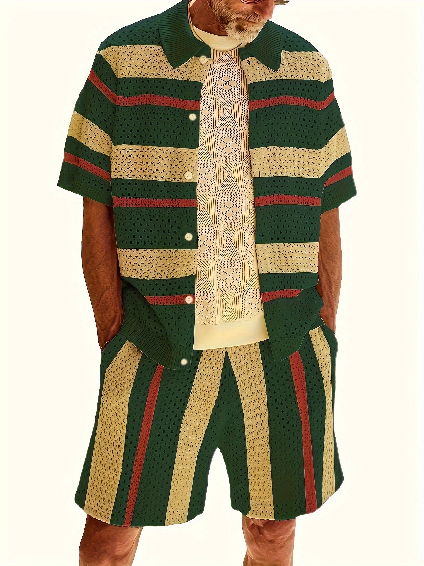 Mens Loose Gulda Suits With Stand Collar Pocket Detail
