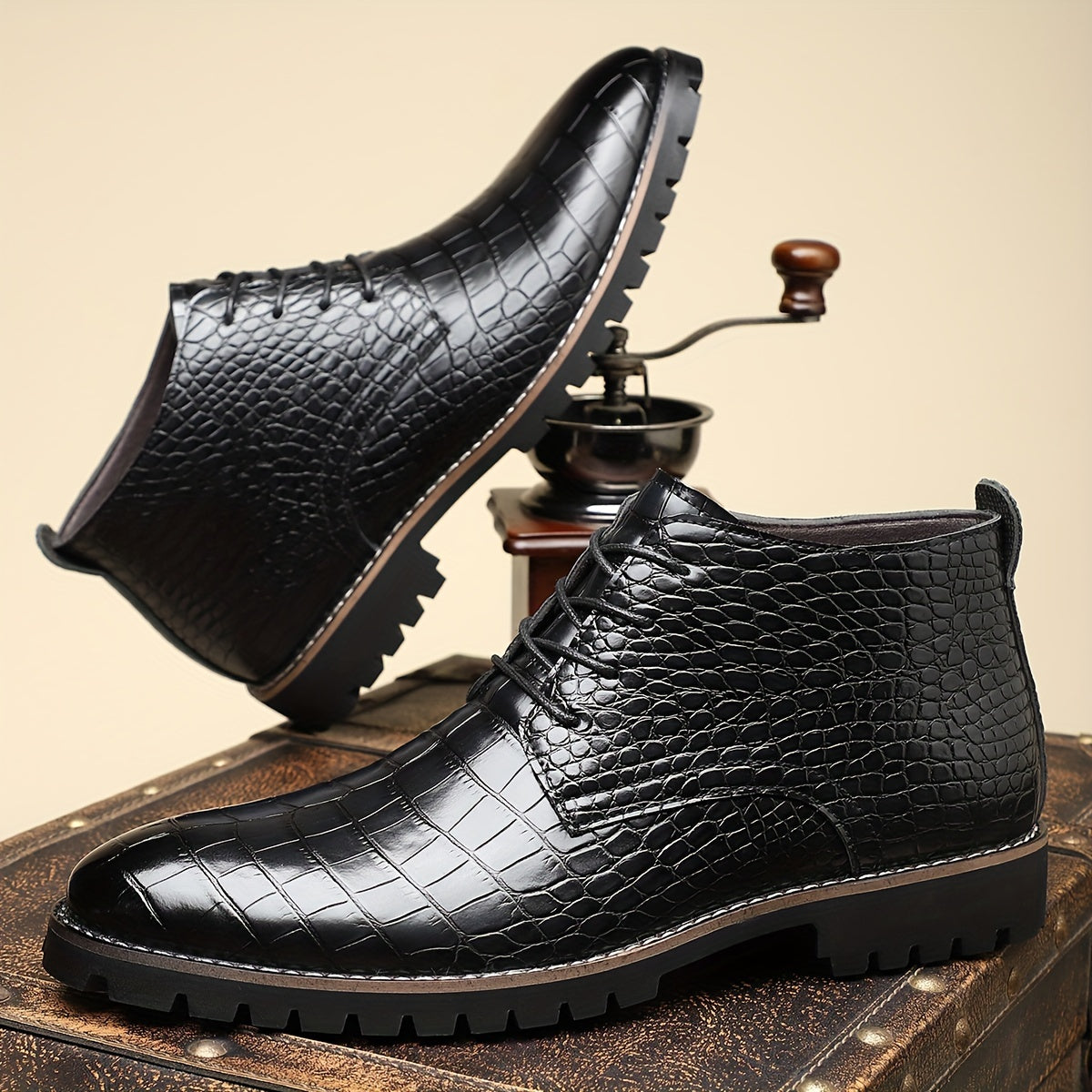 Men's Casual Loafers PU Upper Rubber Sole Lace Closure