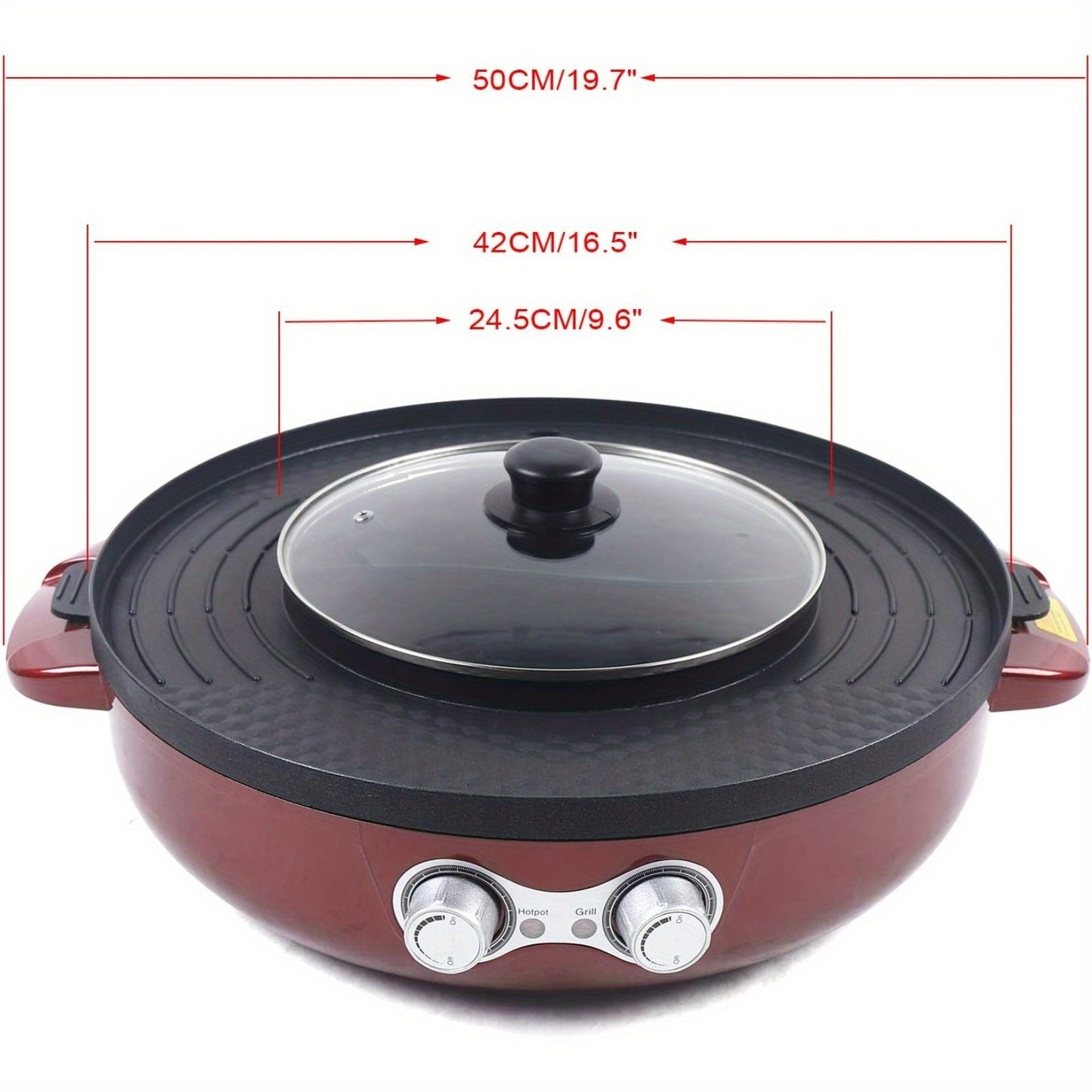 CNCEST 2 In 1 Electric Smokeless Grill Hot Pot Barbeque