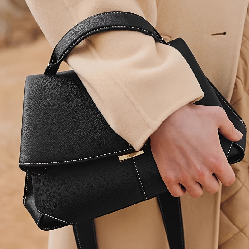 French Smile Genuine Leather Retro Shoulder Handbag Convertible