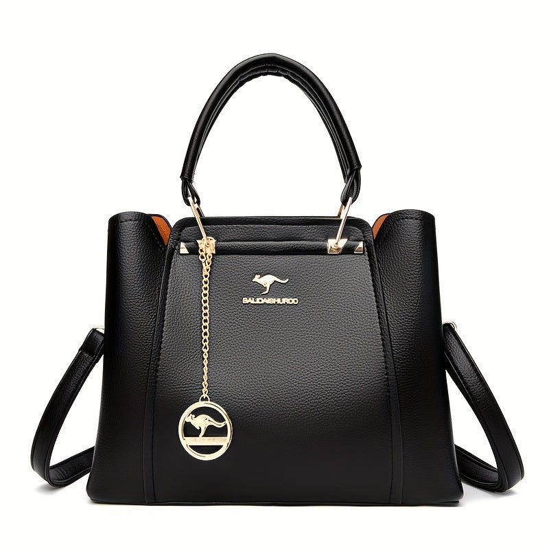 Nylon Convertible Crossbody Tote Bag With Golden Hardware