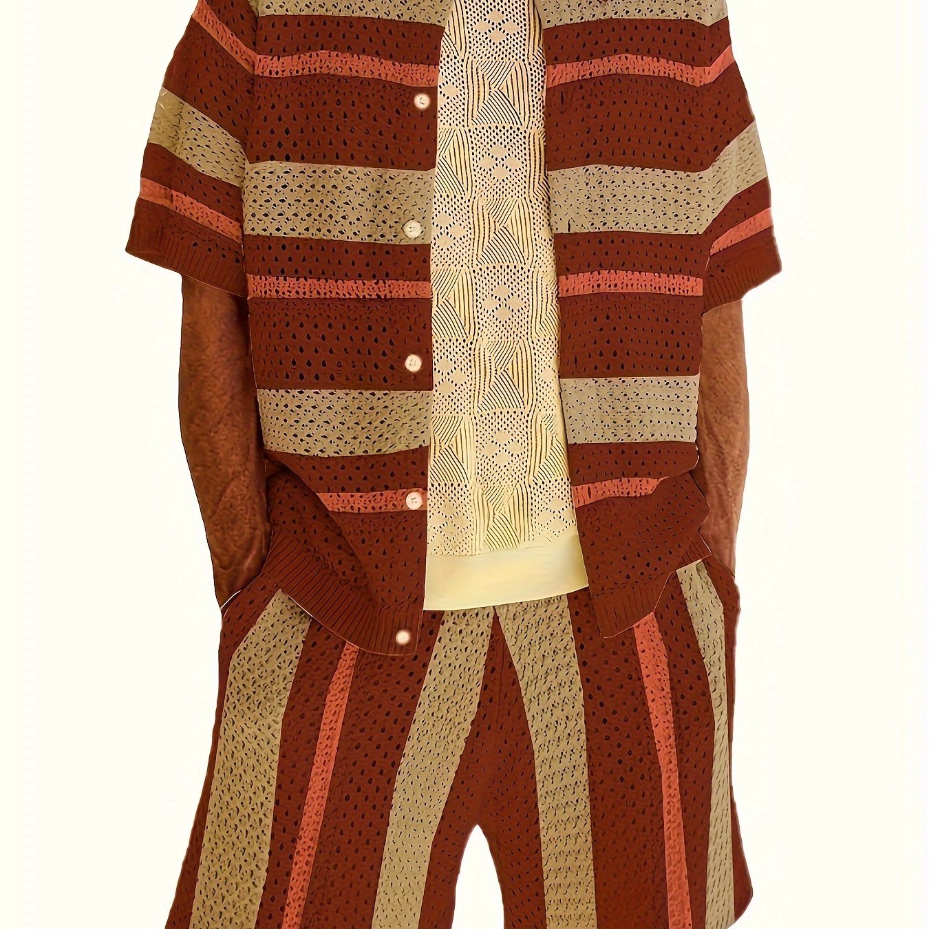 Mens Loose Gulda Suits With Stand Collar Pocket Detail