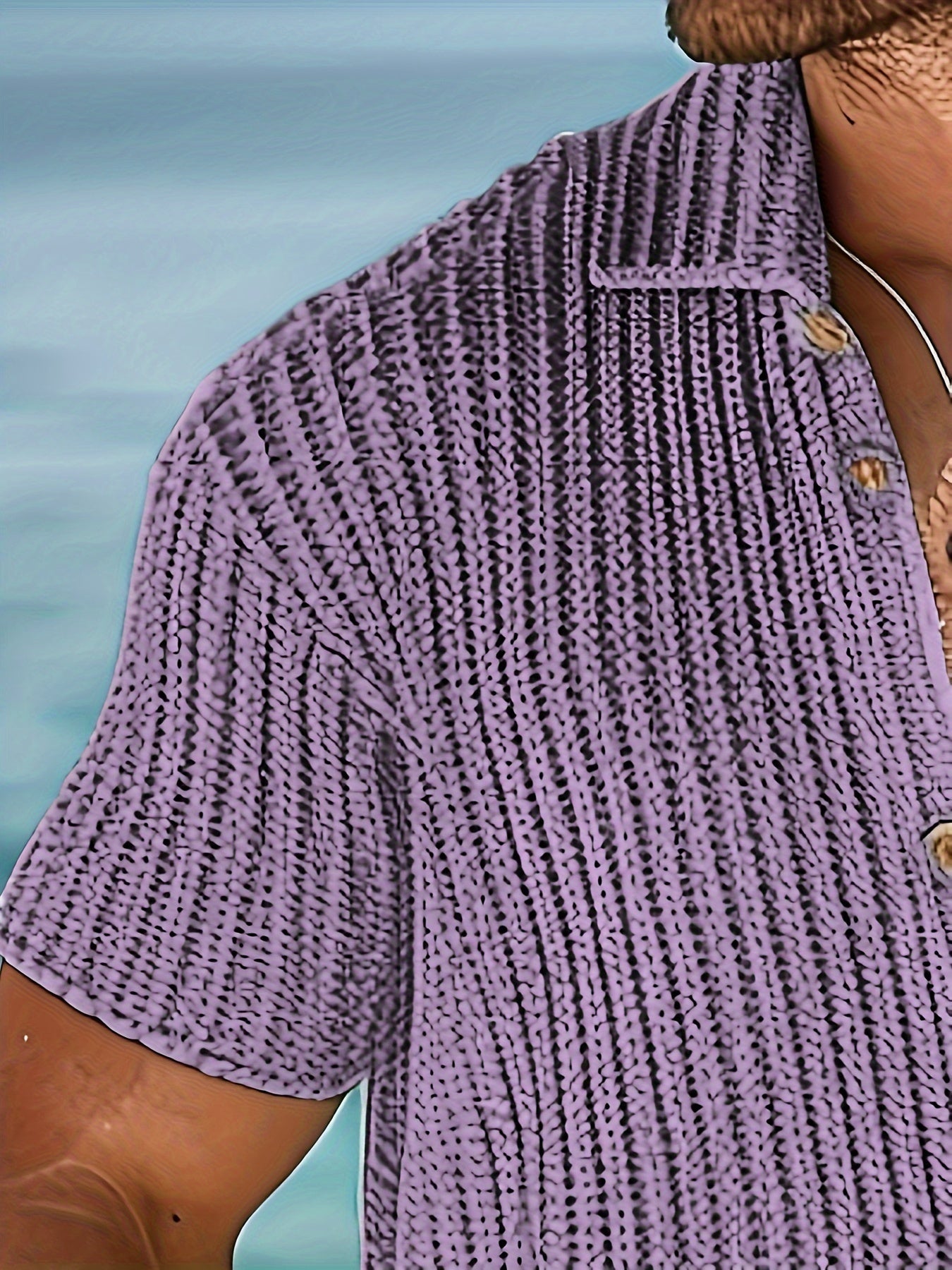 Nylon Knit Button Up Shirt and Shorts Set for Spring