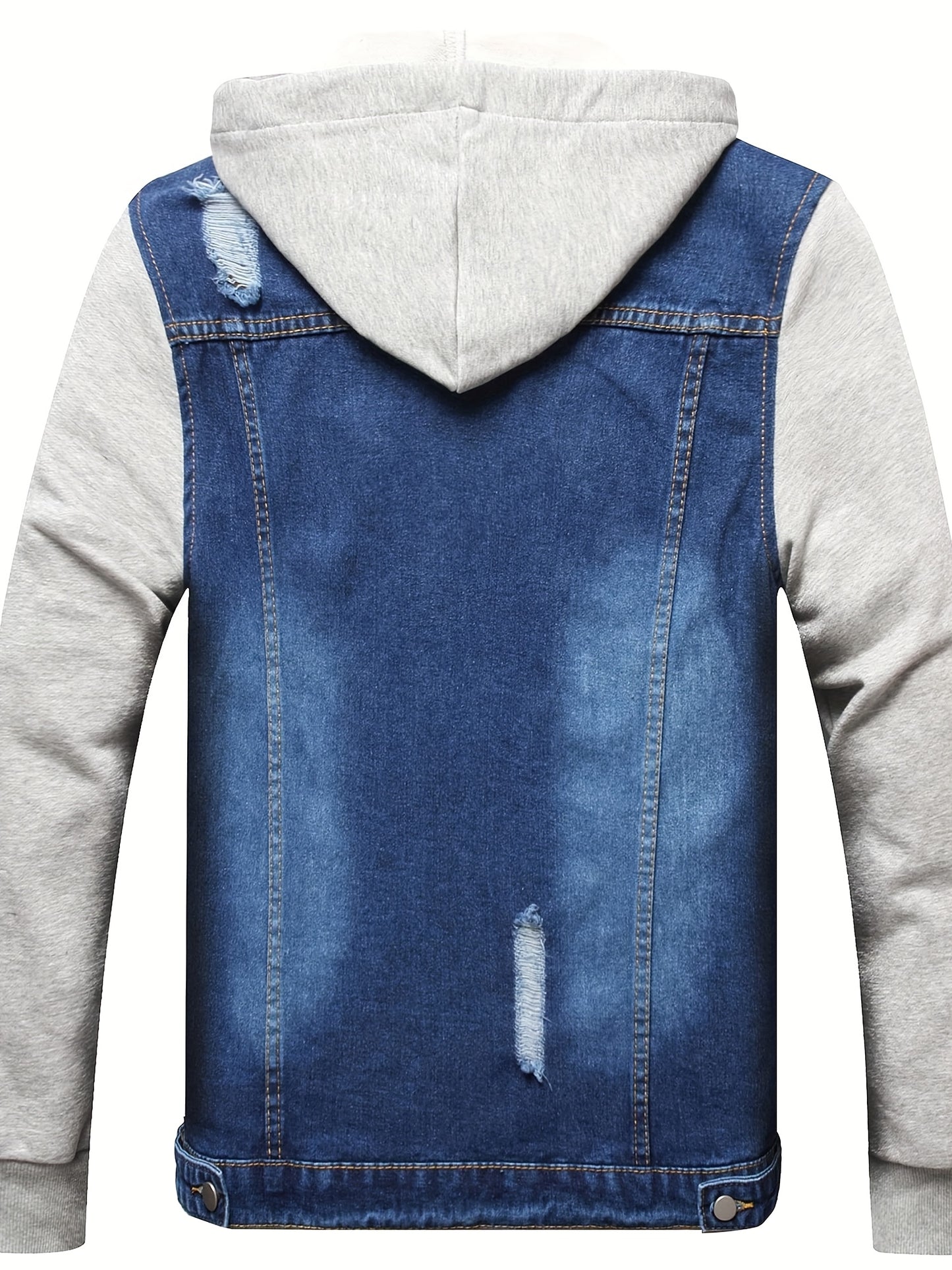 LZLER Hooded Denim Jacket For Men Casual Slim Fit Style