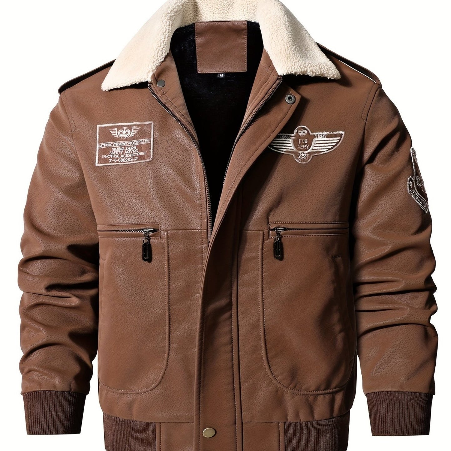 Men's Vintage Military Style Fleece Lined Bomber Jacket