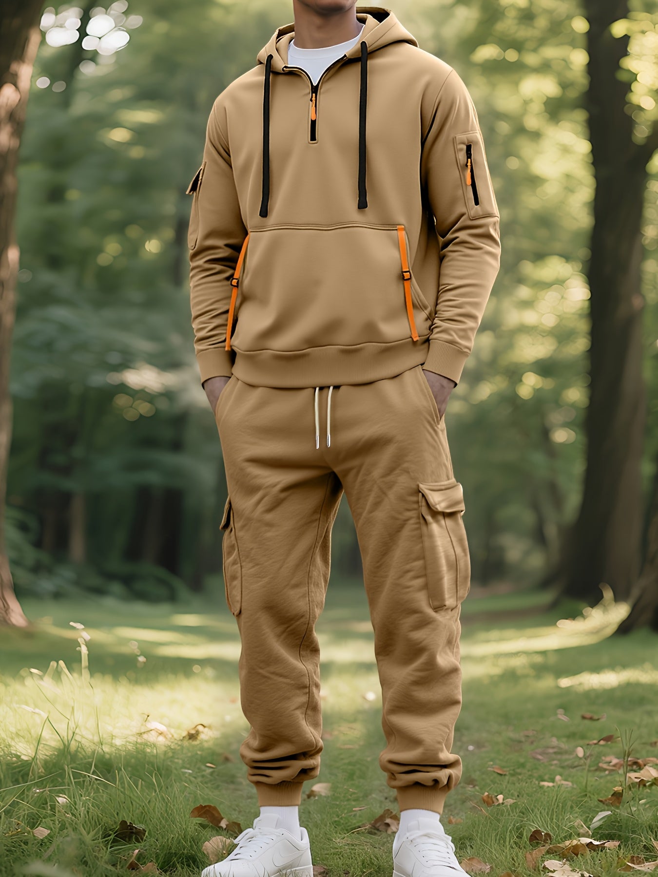 Mens Hooded Sports Set With Multi Pocket Utility Gear