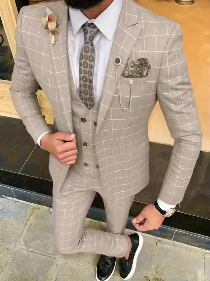 Mens Stylish 3Piece Suits For Formal Wedding Bestman Prom
