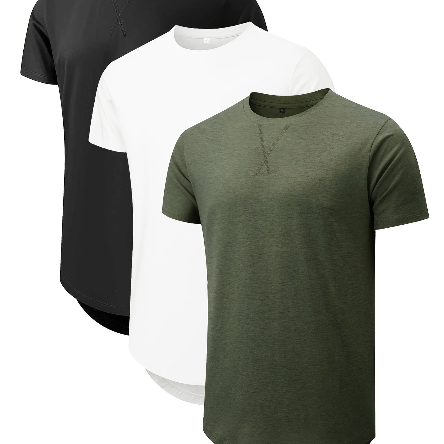 COMDECEVIS 3 Pack Mens Cotton Crew Neck T Shirts Casual