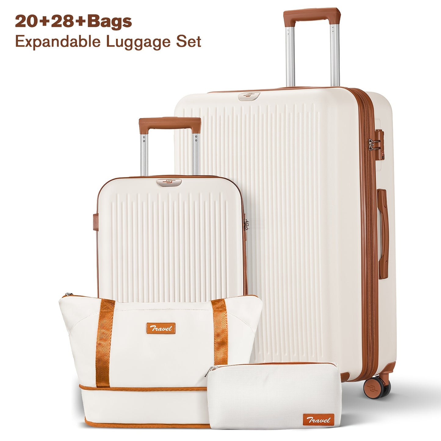 Sturdy Luggage Set With Expandable Duffle And Cosmetic Case