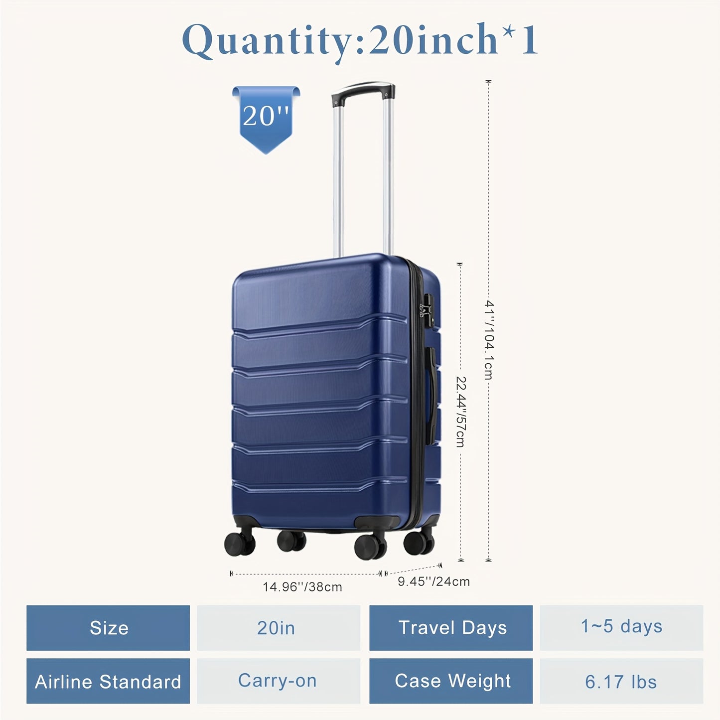Sweetcrispy Expandable ABS Spinner Luggage With TSA Lock