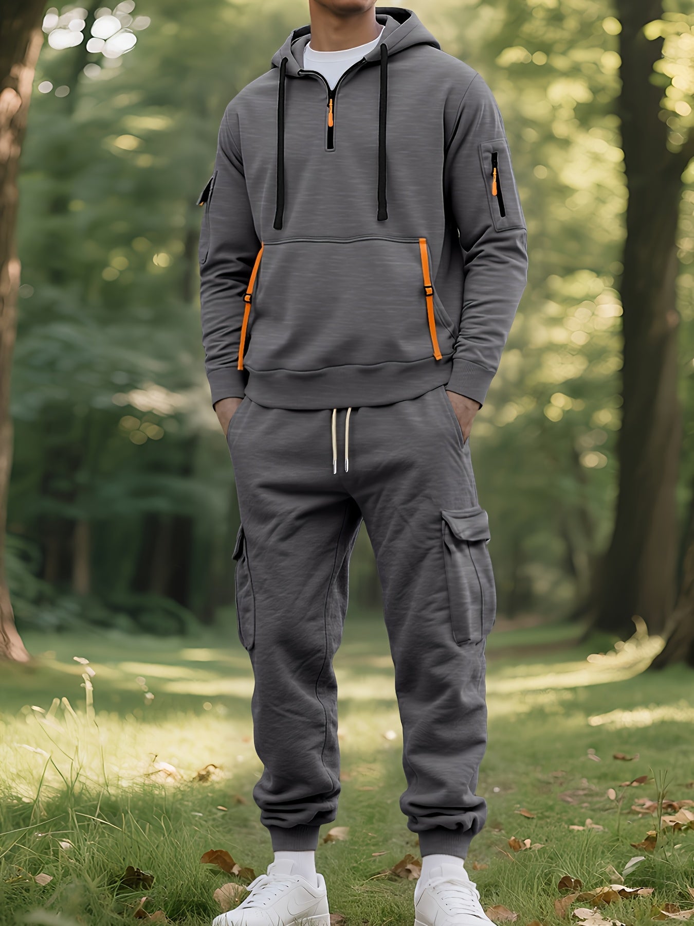 Mens Hooded Sports Set With Multi Pocket Utility Gear