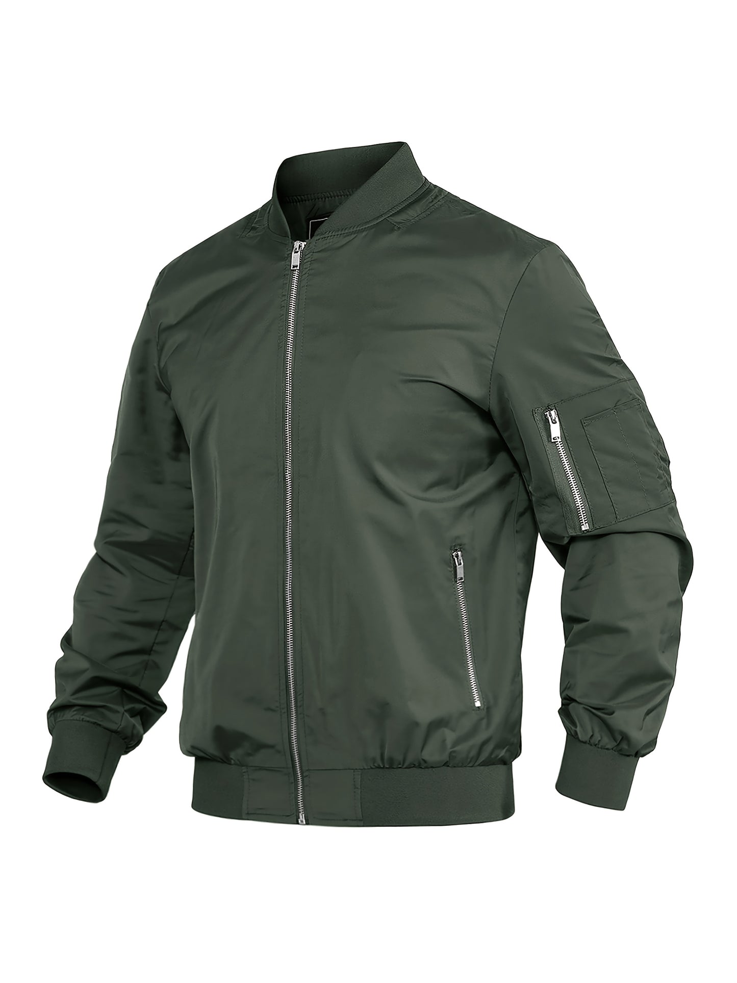 CRYSULLY Men's Light Windproof Bomber Jacket Zip Pockets