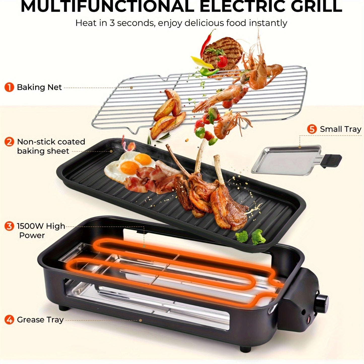 All Nations Emporium Smokeless Electric Griddle Nonstick