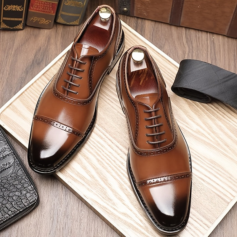 JASONSTAR Brogue Cap Toe Oxford Dress Shoes For Men