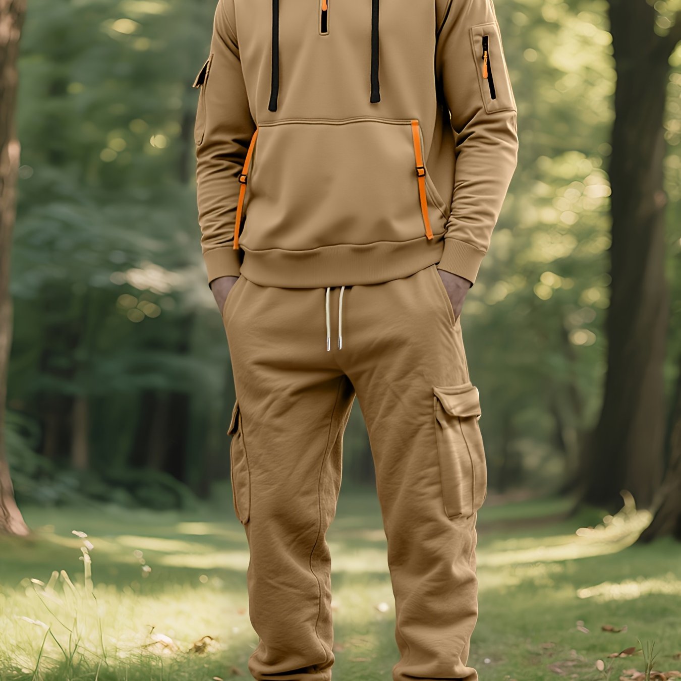 Mens Hooded Sports Set With Multi Pocket Utility Gear