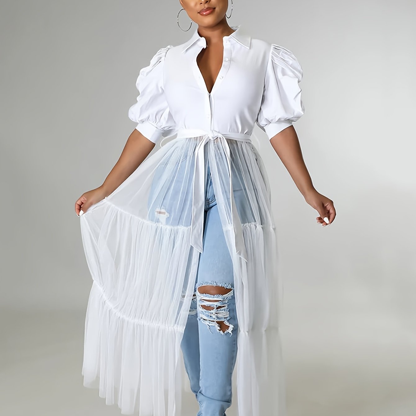 Lapel Collar Fit And Flare Dress Women Short Sleeve Spandex