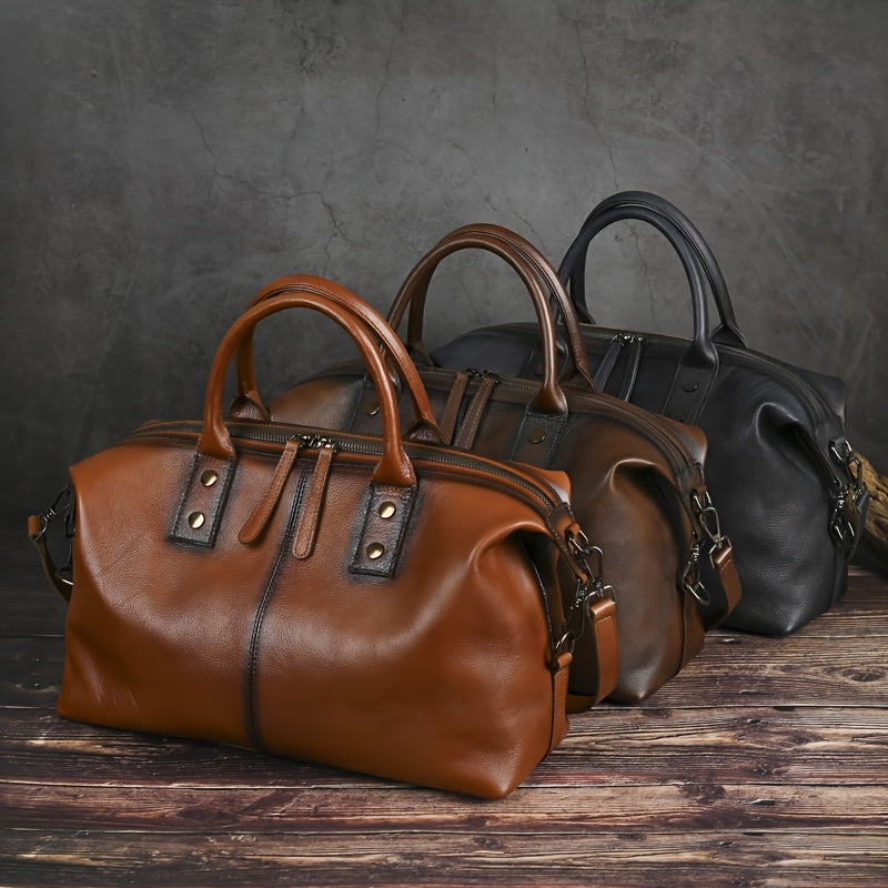 Genuine Leather Dumpling Bag Top Handle Detachable Strap