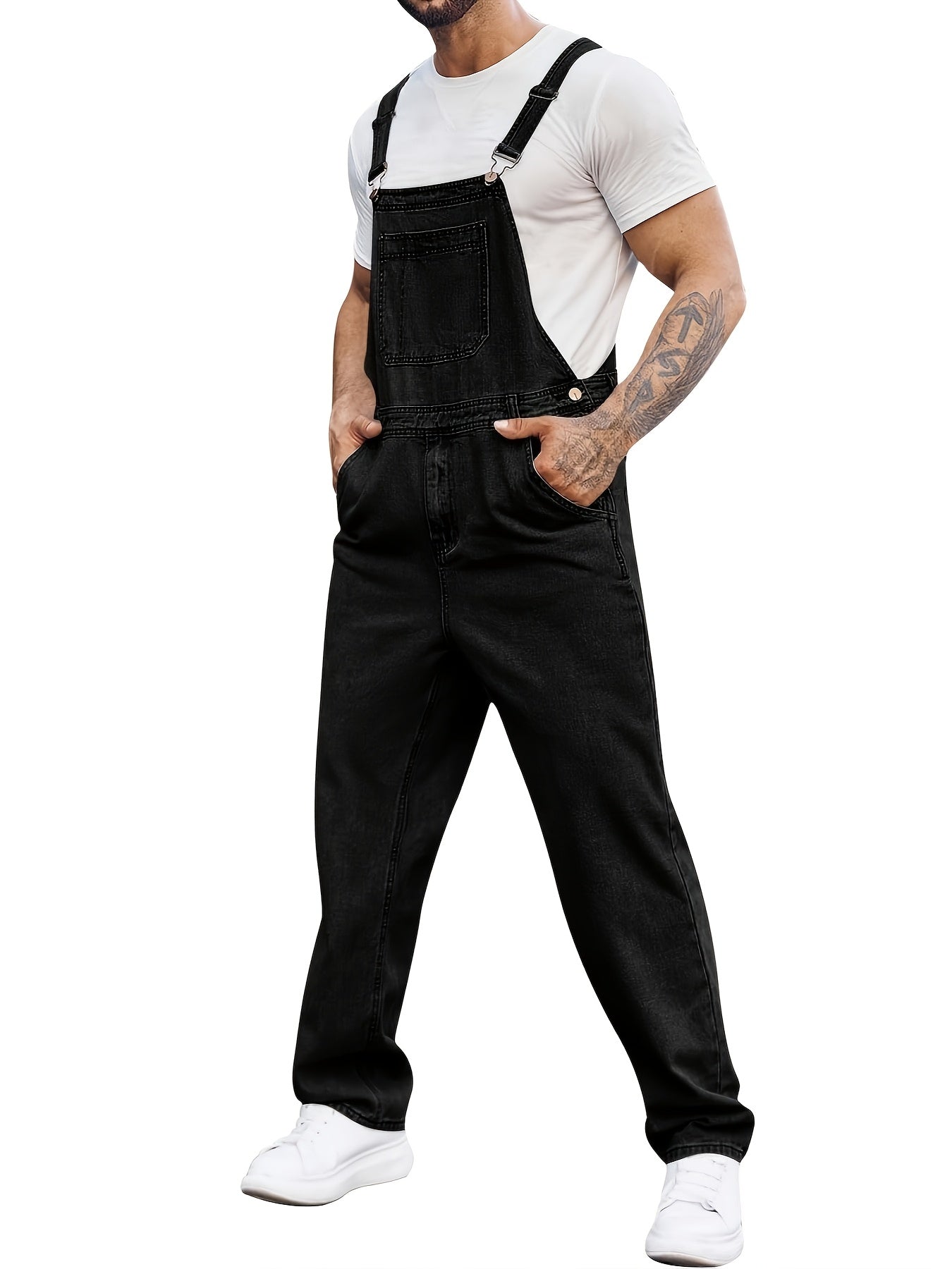 Men's Denim Bib Overalls Straps Boot Cut Casual Jumpsuit