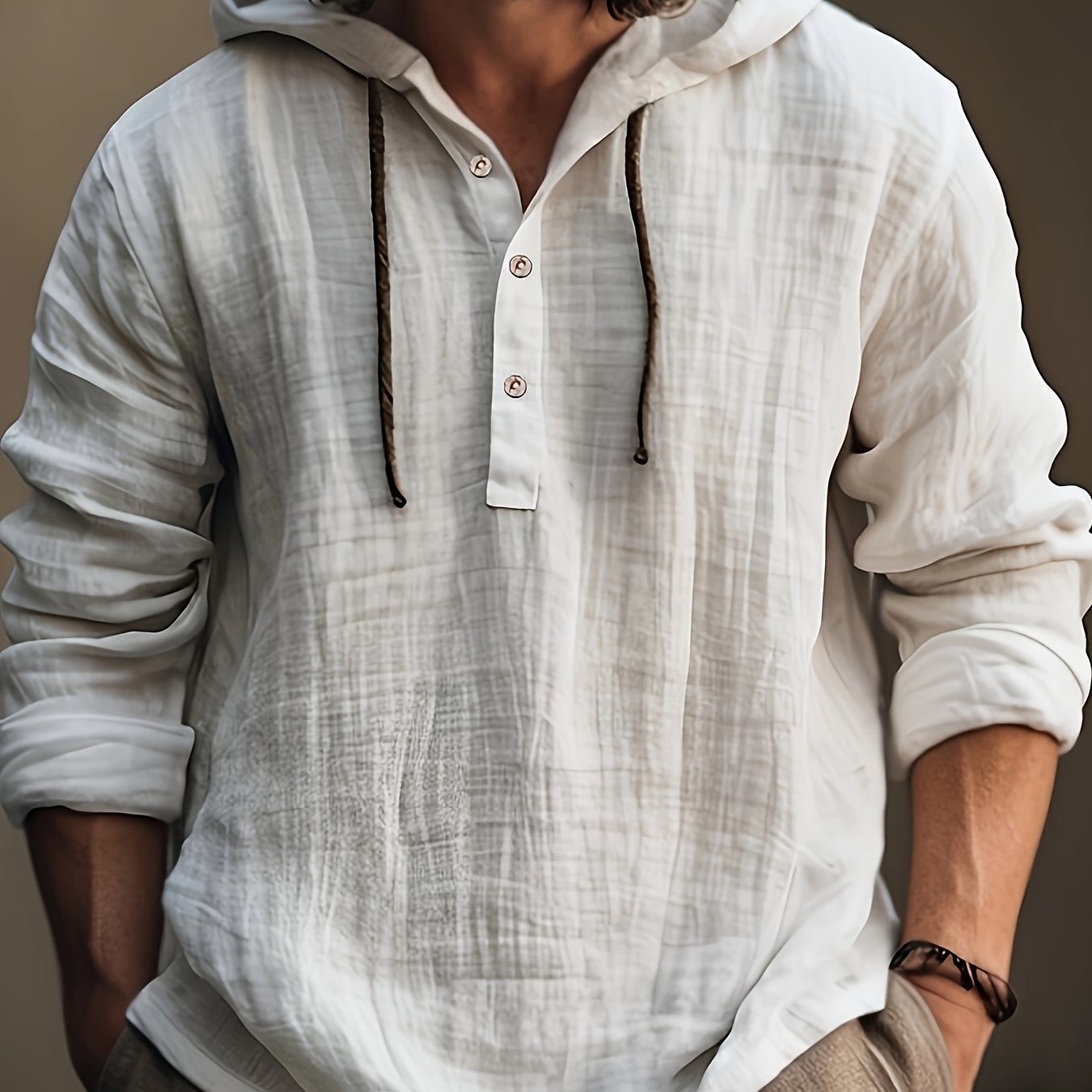 SCACTO Men Hooded Cotton Shirt Sweatshirt Long Sleeve Casual