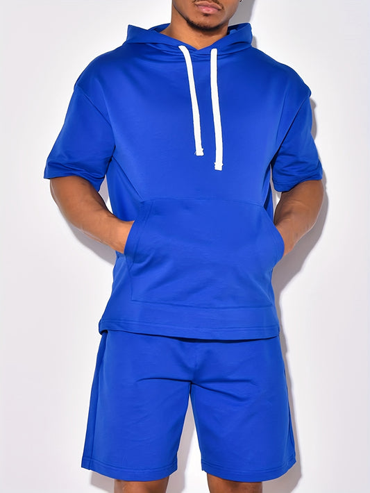 Men's 2pc Hoodie Sweatshirt And Shorts Set Spring Summer