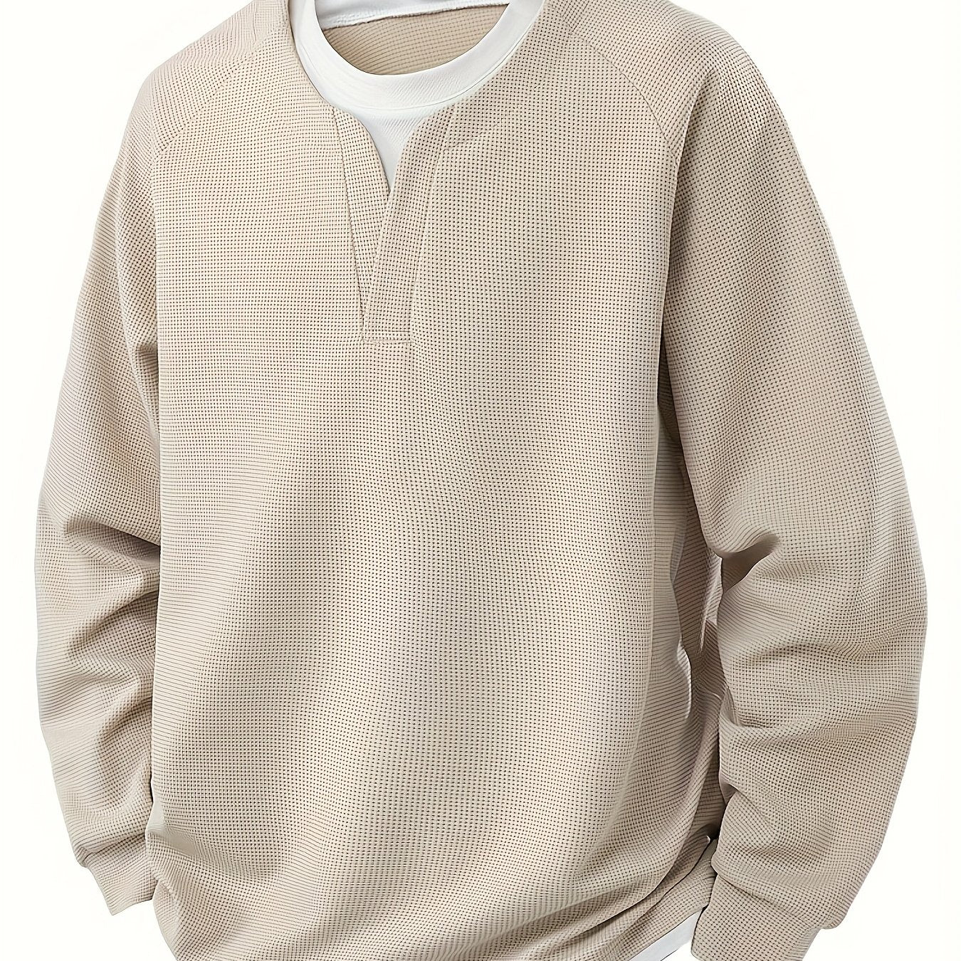 Men Waffle Long Sleeve T Shirts And Patchwork Sweatshirts