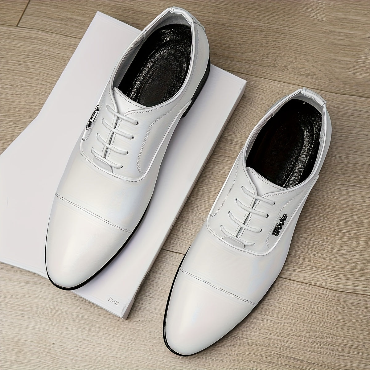 Mens White Slip On Dress Shoes With Glossy Pointed Toe
