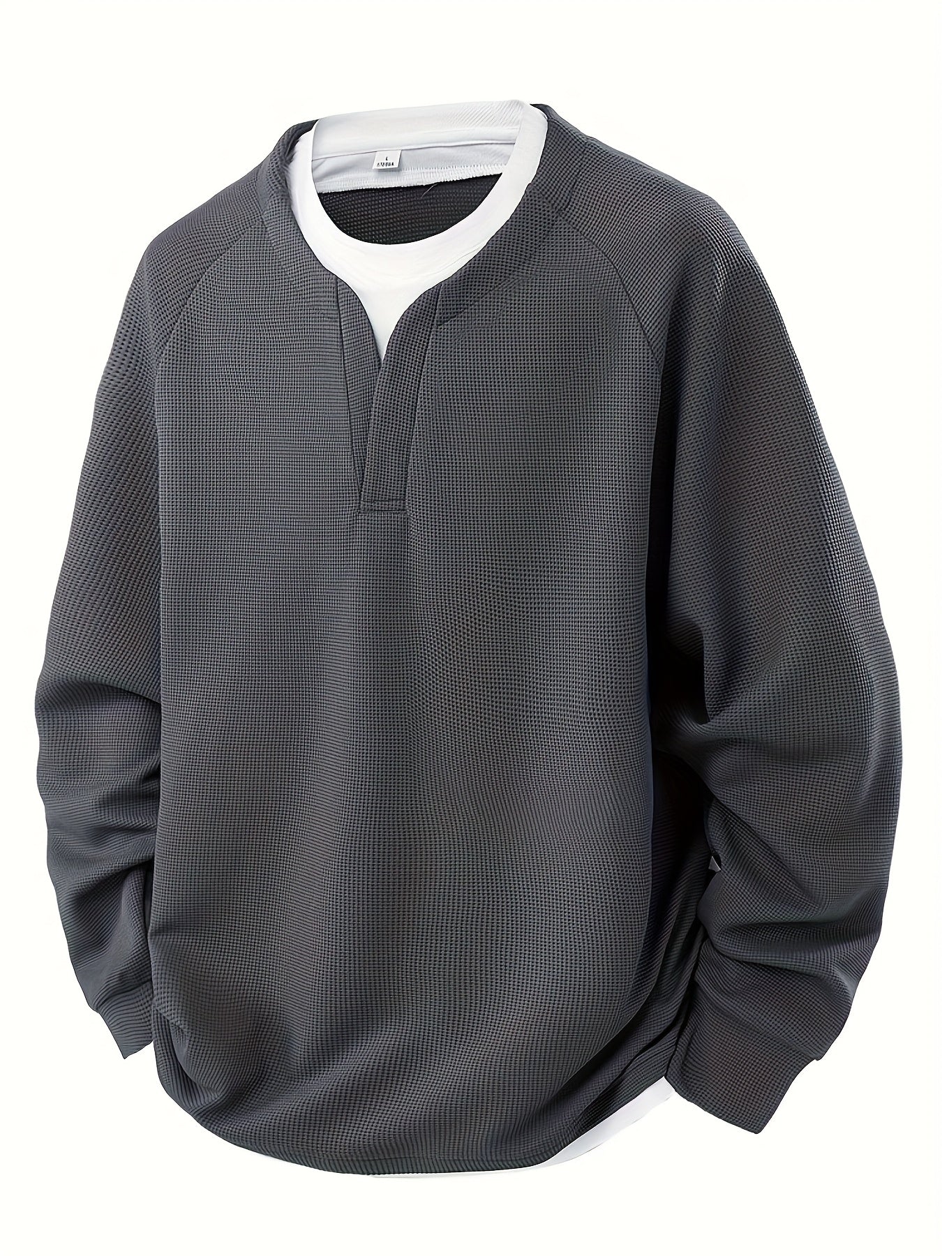 Men Waffle Long Sleeve T Shirts And Patchwork Sweatshirts