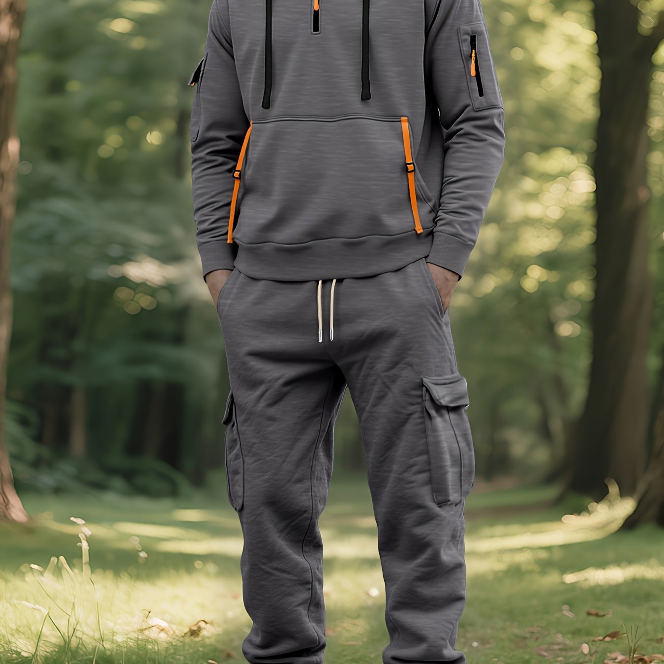 Mens Hooded Sports Set With Multi Pocket Utility Gear