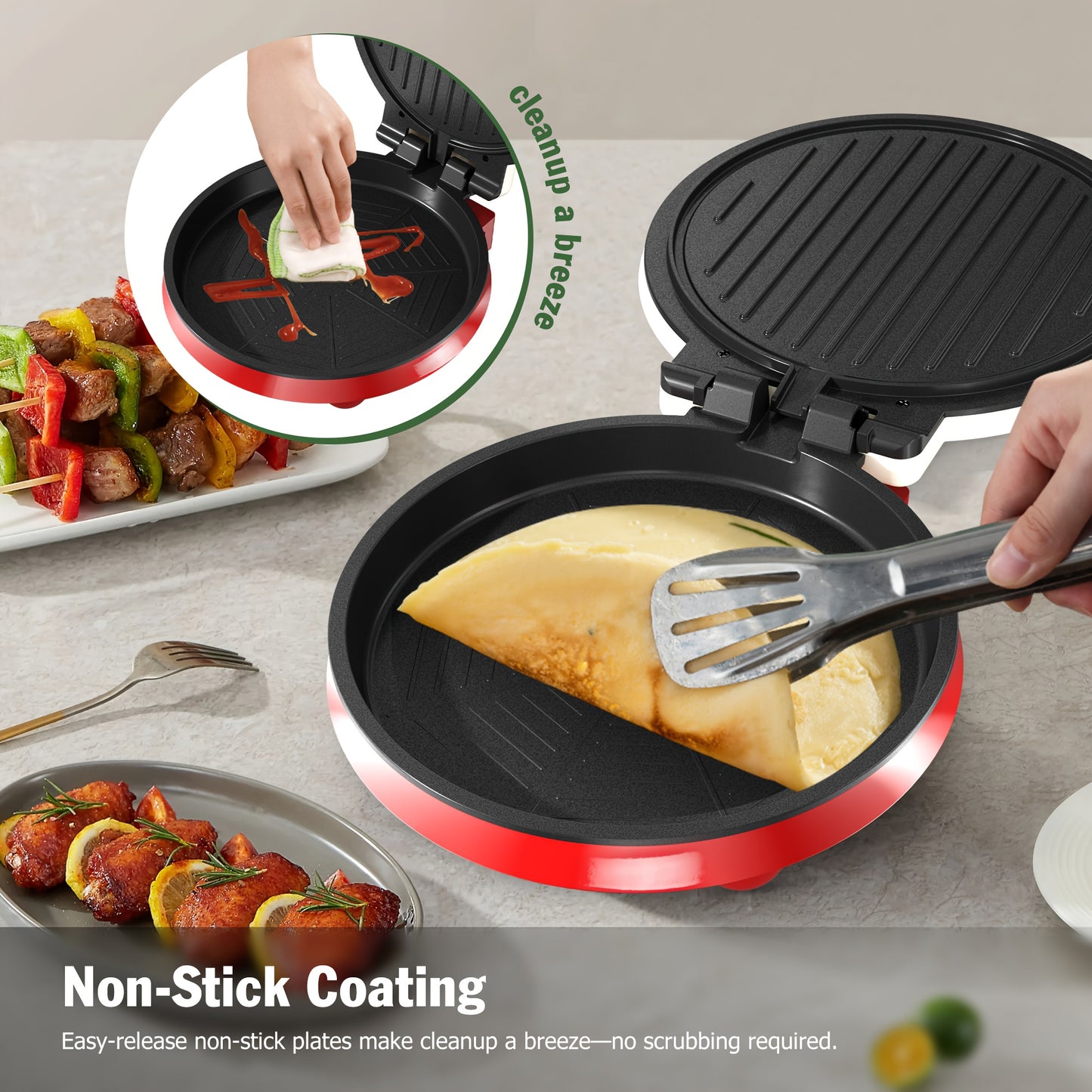 CACHOO 1500W Electric Smokeless Indoor Grill Pizza Maker
