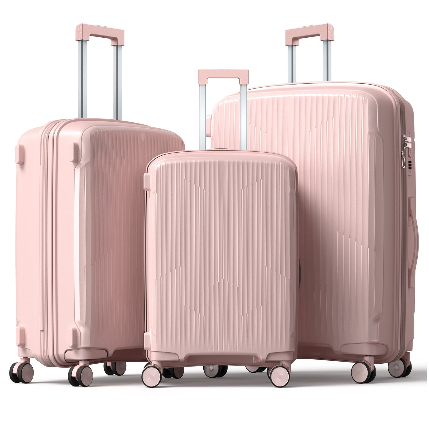 NAZHURA 3pc Luggage Set Hardshell Spinner Wheels Case Lock