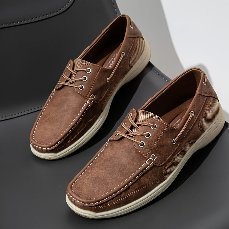 VOSTEY Men's Penny Loafer Slip On Boat Shoes Three Eye